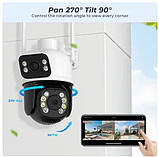 Поворотна WIFI камера спостереження Besder A8BQ 4MP з 2 об'єктивами/бездротова вулична камера, фото 7