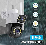 Поворотна WIFI камера спостереження Besder A8BQ 4MP з 2 об'єктивами/бездротова вулична камера, фото 2