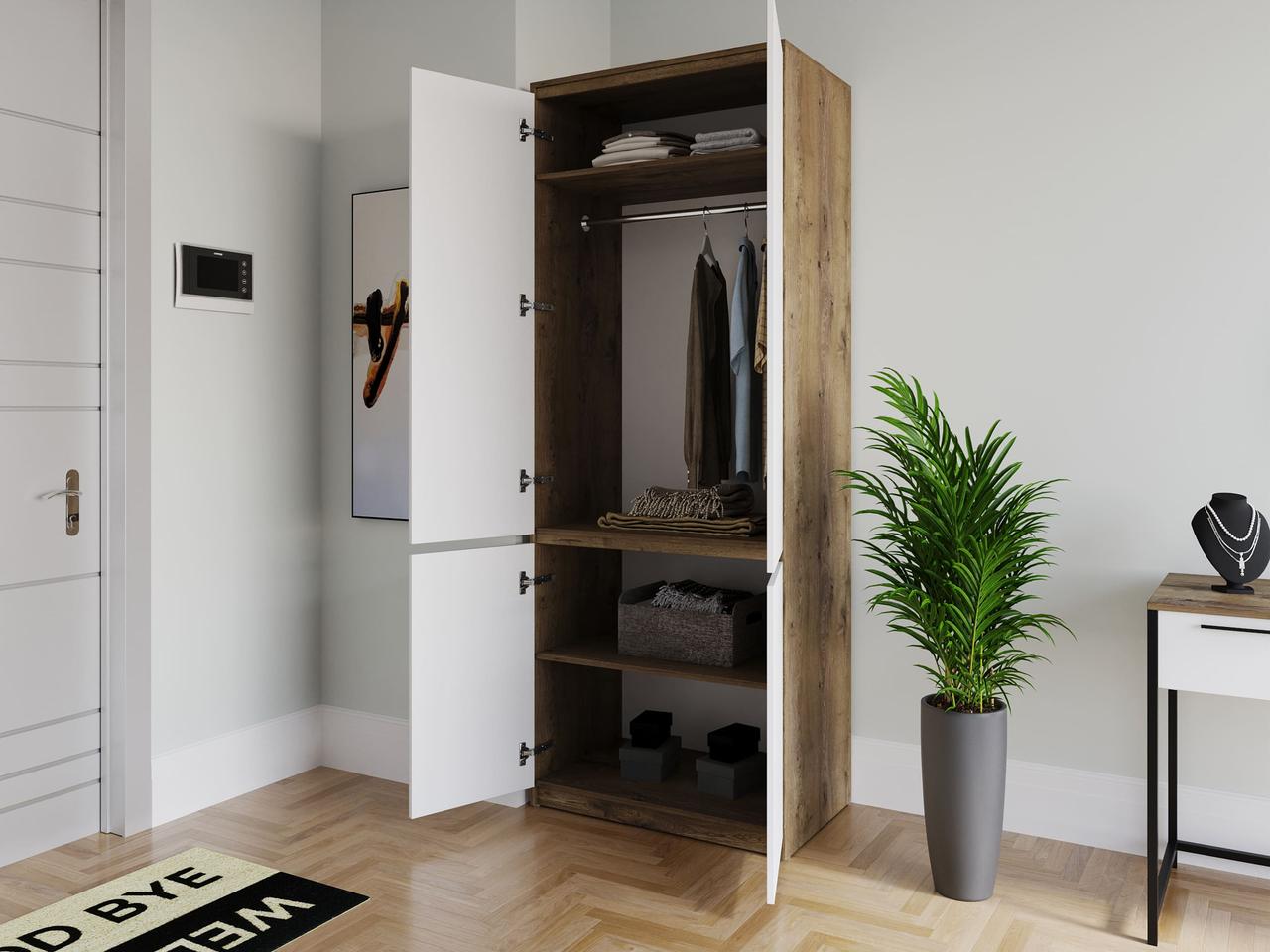 Шафа для одягу та взуття з фасадами без ручок з ДСП, фото 1