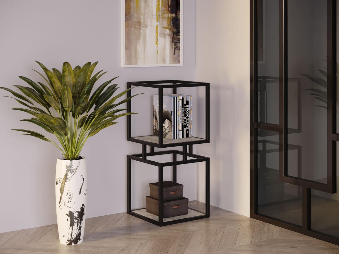 Книжковий лофтовий стелаж куб на 2 комірки з ДСП, фото 1