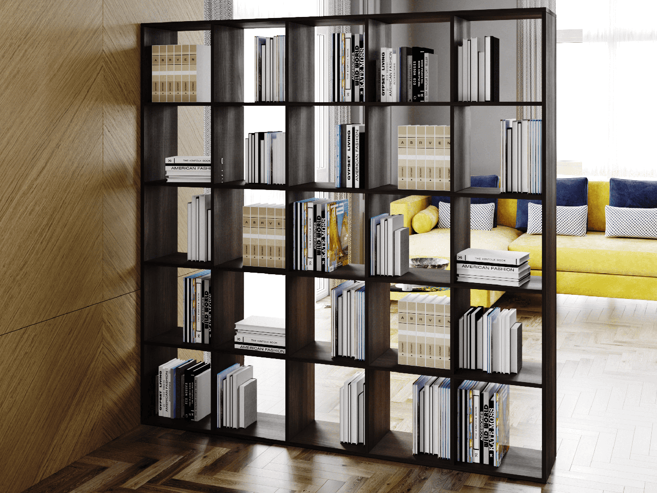 Стелаж для будинку на 25 комірок, полиця для книг Офісний стелаж ДСП, фото 1