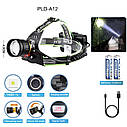 Ліхтар налобний PLD-A12-TG, 2x18650, zoom, ЗП microUSB, Box Luxprice, фото 6
