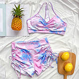 Жіночий роздільний купальник шортиками з якісного швидковисихаючого еластану – комфортна еластична тканина, фото 5