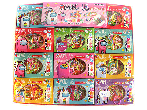Гумки для плетіння браслетів Among Us великий набір 24 коробочки, фото 1