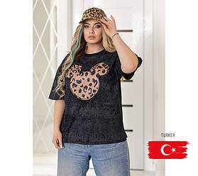 Модна футболка тай-дай з принтом "LeoMouse" (Туреччина) | Батал