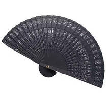 Віяло чорне жіноче дерев'яне Узори