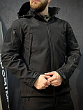 Куртка SoftShell Energy – чорна тактична, фліс, захист від вітру та вологи ТМ, фото 2
