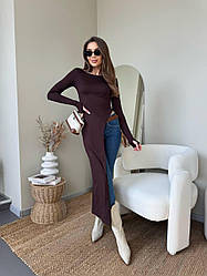 Базова жіноча довга туніка асиметричного крою з трикотажу Ssmb2278