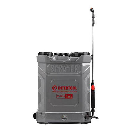 Обприскувач акумуляторний ранцевий 16 л, 3.1 л/хв, батарея 12 В/8 А·год INTERTOOL DT-9016