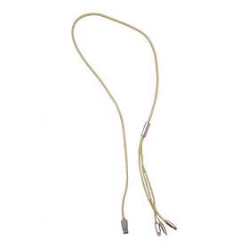 Кабель тканинний 3 в 1, MicroUSB, Type-C та Lightning (золотистий) [tsi262227-TSI]
