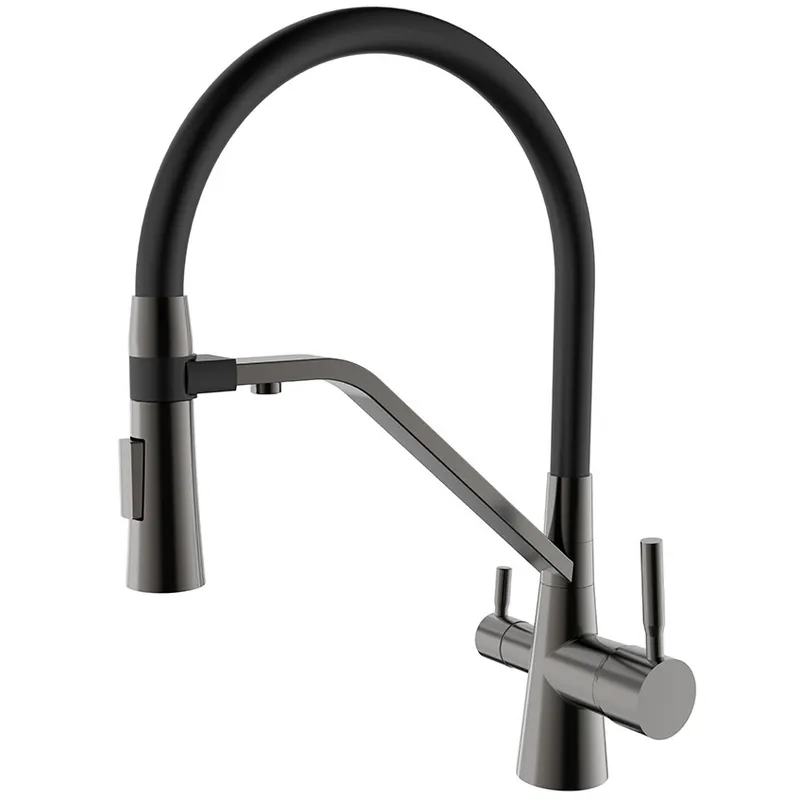 Змішувач для кухні Mixxus Premium Magnet 021 графіт з гнучким виливом та фільтром (MI6975)