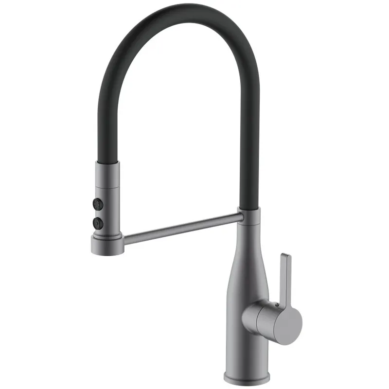 Змішувач для кухні Mixxus Premium Summer 017, графітовий, високий вилив, 90°C (MI6962)