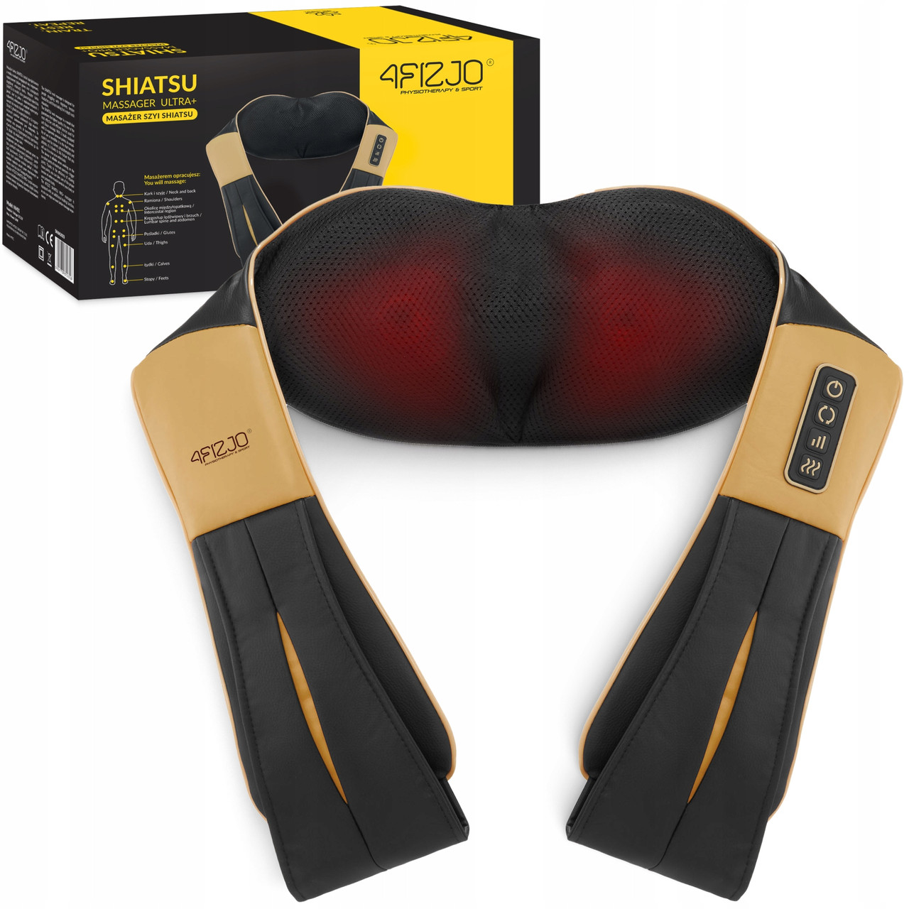 Накидка-масажер 4FIZJO Shiatsu Ultra+ для шиї та спини, акумуляторний Black/Gold (P-5907739319081)