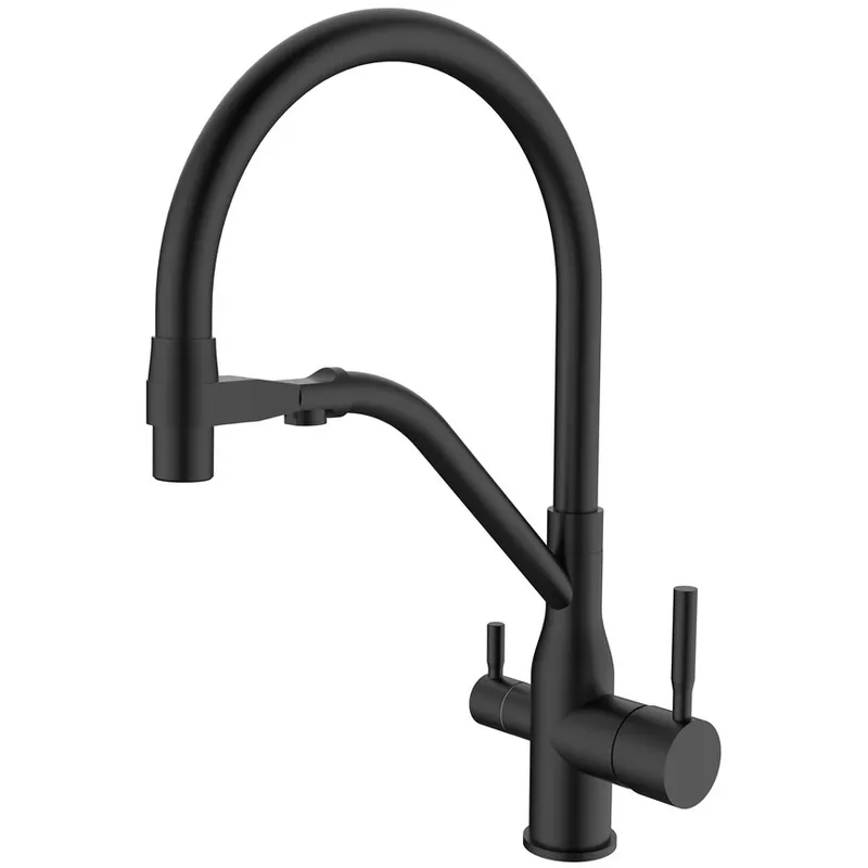 Змішувач для кухні MIXXUS PREMIUM Gravity 021 BLACK з гнучким виливом та фільтром (MI6978)