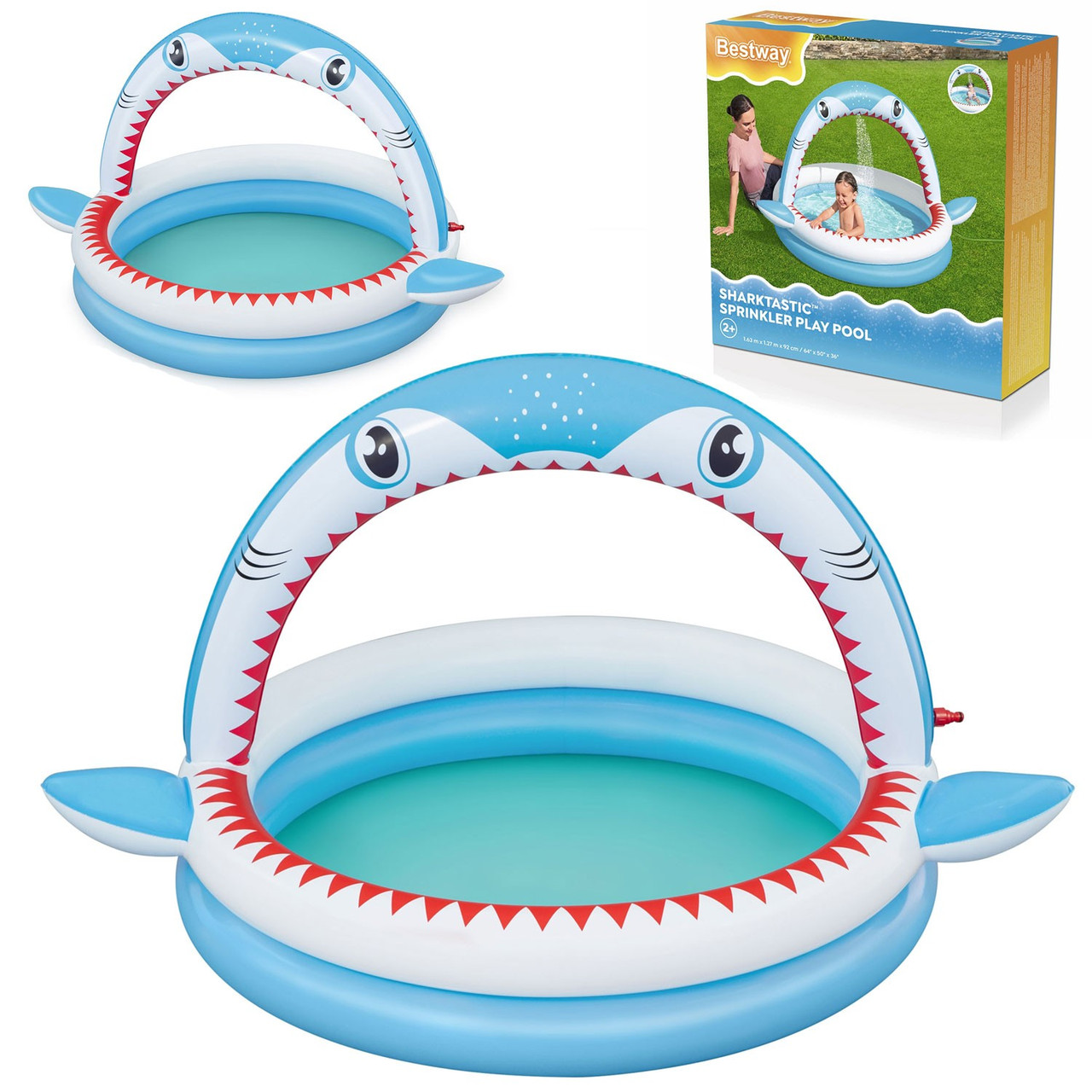 Басейн надувний дитячий Sharktastic Bestway 53157 163x127x92 см, фото 1