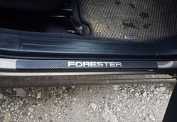 Накладки на пороги Subaru Forester V (SK) з 2018 р. (Premium Carbon)