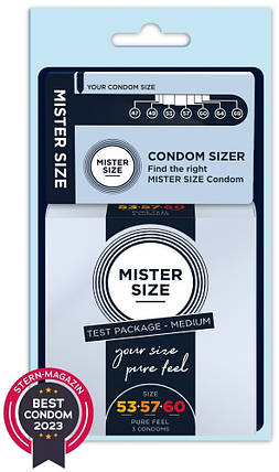 Тестбокс/Комплект із 3 презервативів Mister Size Tester Kit 53-57-60 Medium, для визначення розміру, фото 1