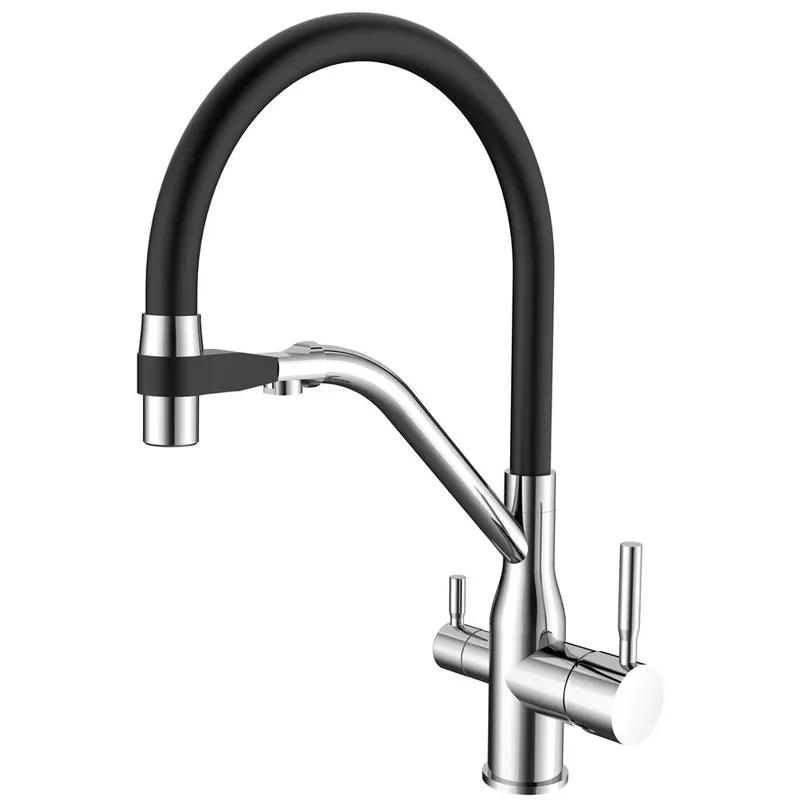 Змішувач для кухні MixxusPremium Gravity 021 REFL.BLACK з гнучким виливом (MI6977)