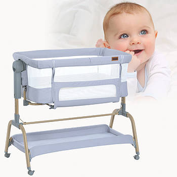 Приставне ліжечко для новонароджених з функцією заколисування El Camino INTENSE ME 1180-W Gray Сірий