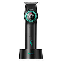 Тример VGR V-977 BLACK, регулювання потужності 6000 — 8000 RPM, 2500 mAh, 4 насадки, LED display, фото 3