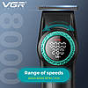 Тример VGR V-977 BLACK, регулювання потужності 6000 — 8000 RPM, 2500 mAh, 4 насадки, LED display, фото 7