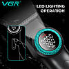 Тример VGR V-977 BLACK, регулювання потужності 6000 — 8000 RPM, 2500 mAh, 4 насадки, LED display, фото 8