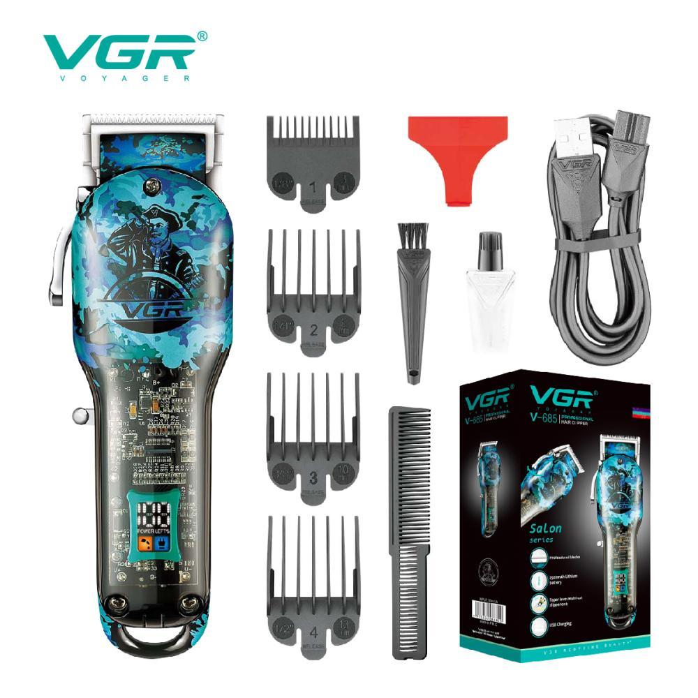 Акумуляторна машинка для стриження (clipper) VGR V-685, 4 насадки, LED display