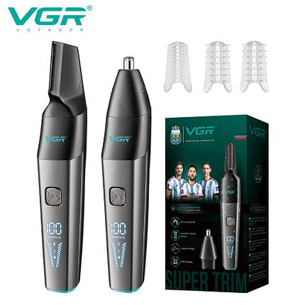 Тример VGR 2 в 1 V-603, 2 насадки (для носа та волосся), IPX5, фото 1