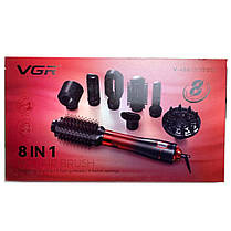 Фен щітка стайлер професійний 8 в 1 фен-щітка з іонізацією VGR V-488 з регулюванням температури 8 насадок, фото 4