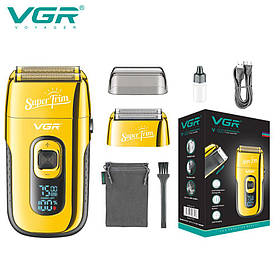Електробритва VGR V-332 GOLD шейвер, подвійне лезо, тример, LED Display