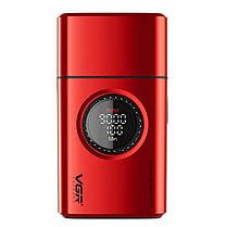 Електробритва VGR V-378 RED шейвер, подвійне лезо + тример, регулювання потужності 7000-9000 RPM, LED Display, фото 2