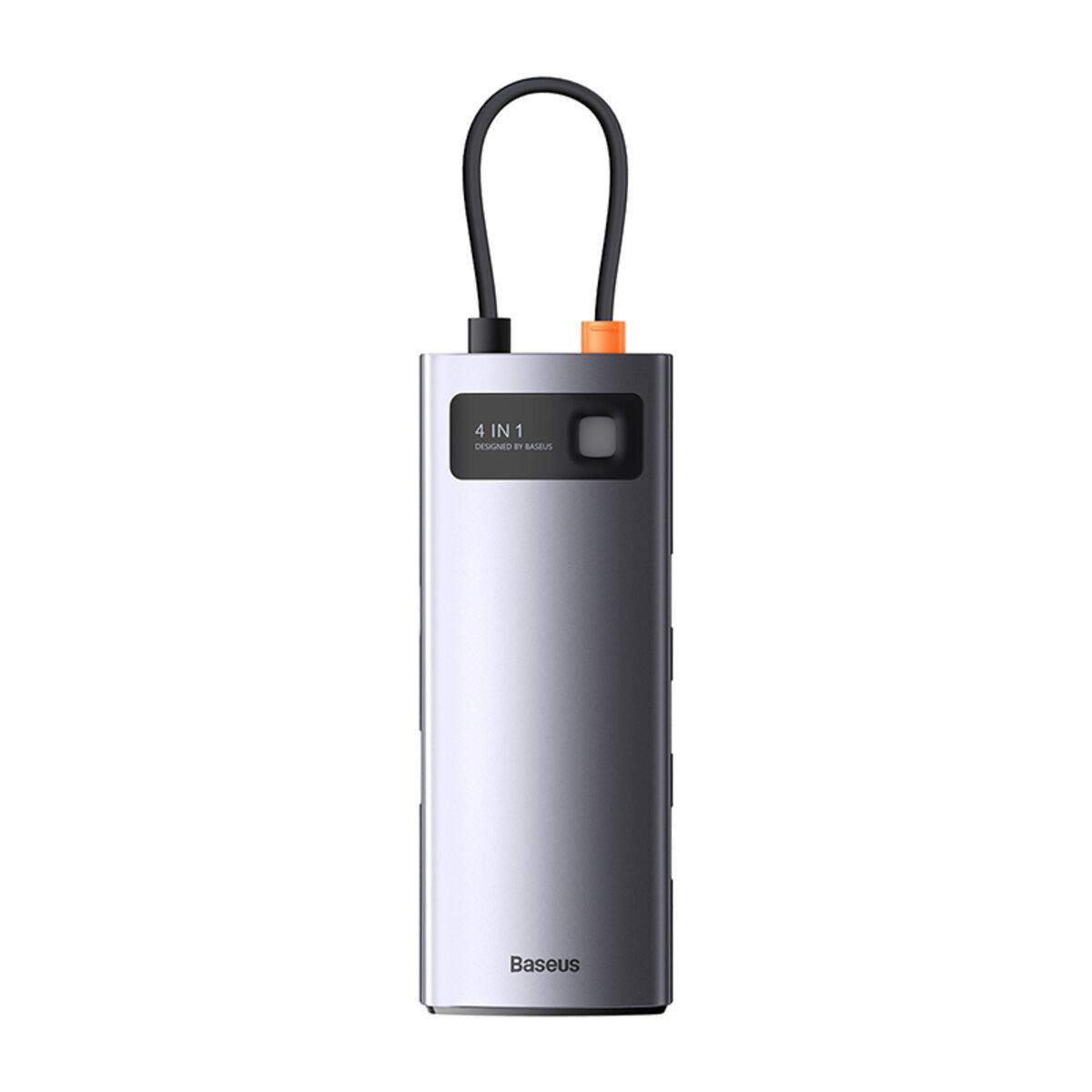 USB-хаб Baseus Metal Gleam Series 4-in-1 Multifunctional Type-C HUB Docking Station Gray(Type-C to USB3.0*4)