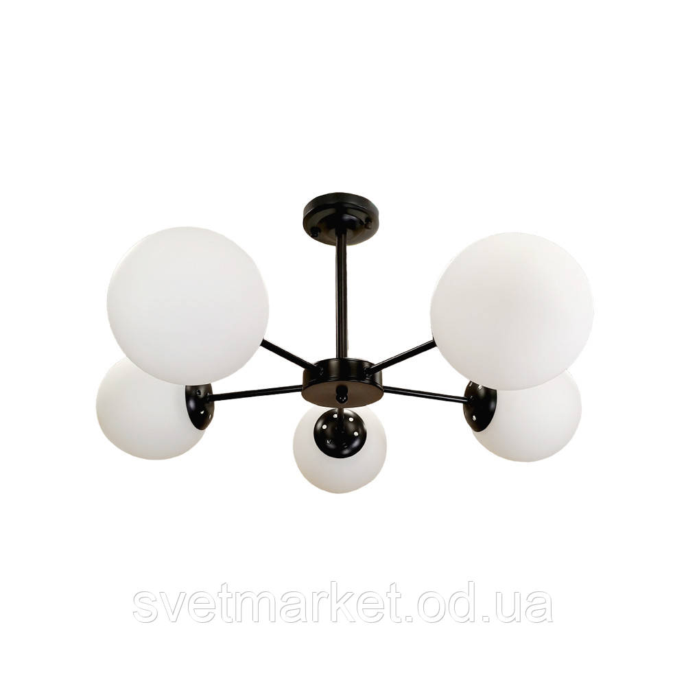 Стельова люстра з плафонами 752F151-5 BK+WH, фото 1