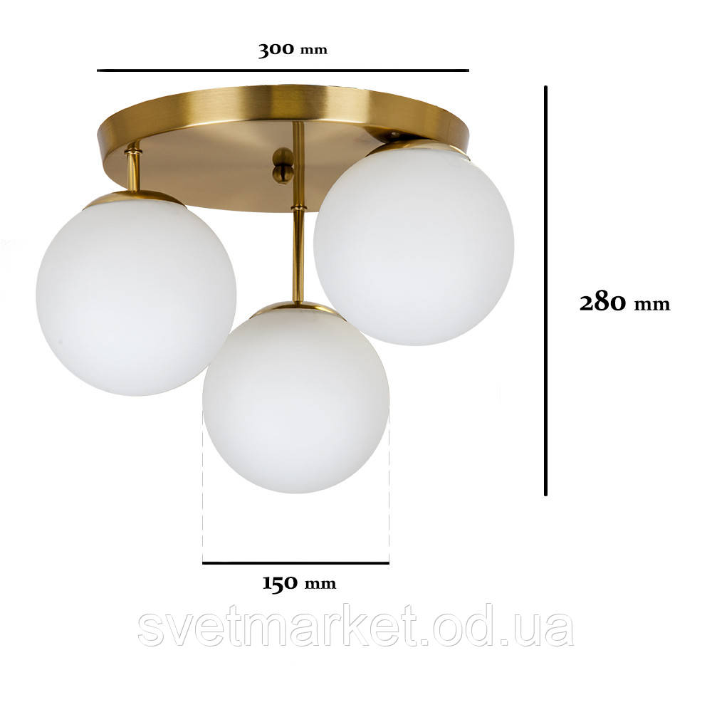 Бронзова стельова люстра на три лампи 756HPR150F-3 BRZ+WH (300), фото 1
