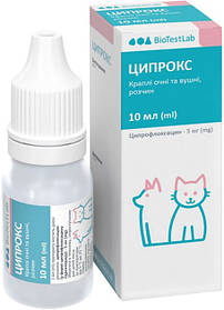 Ципрокс BioTestLab краплі для глаз та вух для собак і котів, 10 мл
