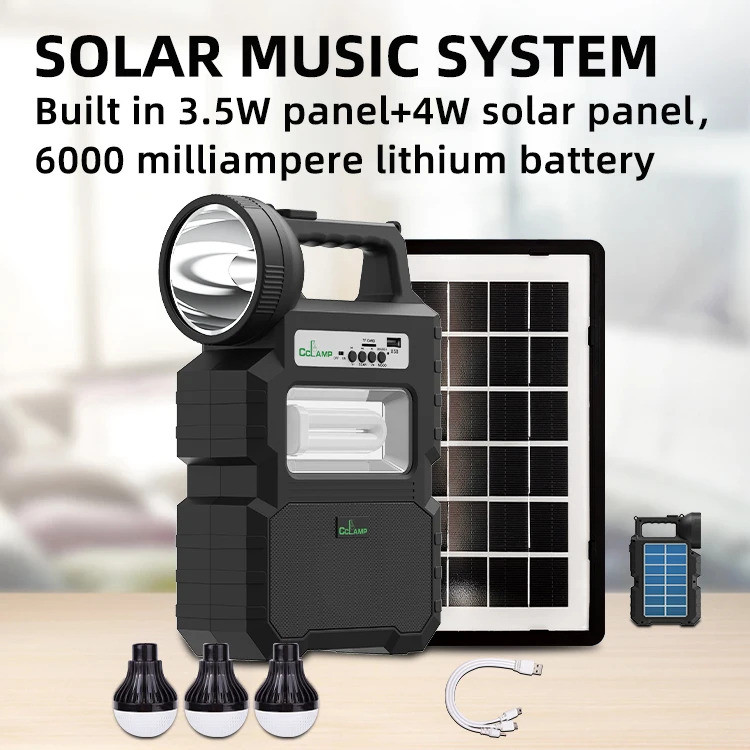 Ліхтар CL-810 з Power Bank, Bluetooth, FM-радіо та сонячною панеллю + 3 лампочки XPRO (MER-15349_921)