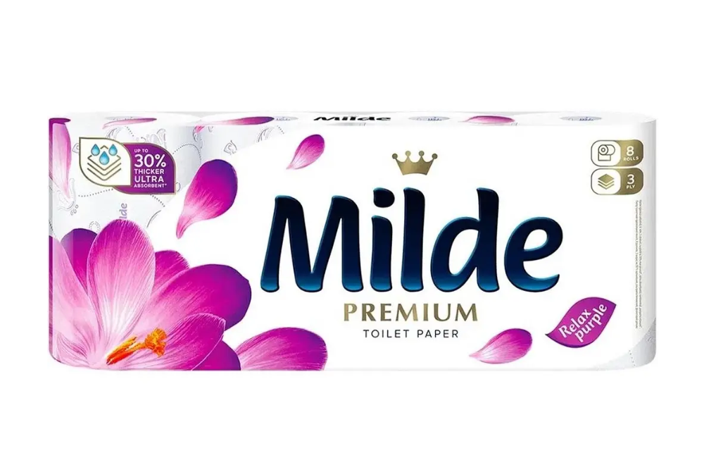 Туалетний папір 3-х шаровий Milde Premium Relax 8 шт, фото 1