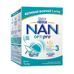 NAN 3 OPTIPRO Cуміш молочна суха з 5 олігосахаридами та L. Reuteri для дітей від 12 місяців, 1 кг