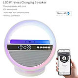 Акумуляторний нічник-Bluetooth колонка з годинником, швидким заряджанням і RGB-підсвіткою G5 Нічник-колонка, фото 4