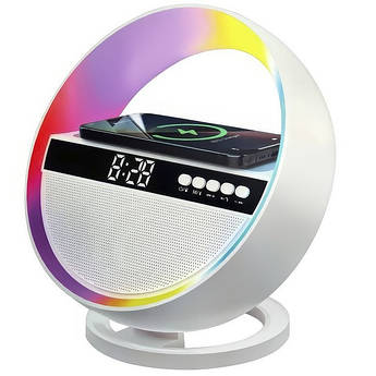 Акумуляторний нічник-Bluetooth колонка з годинником, швидким заряджанням і RGB-підсвіткою G5 Нічник-колонка