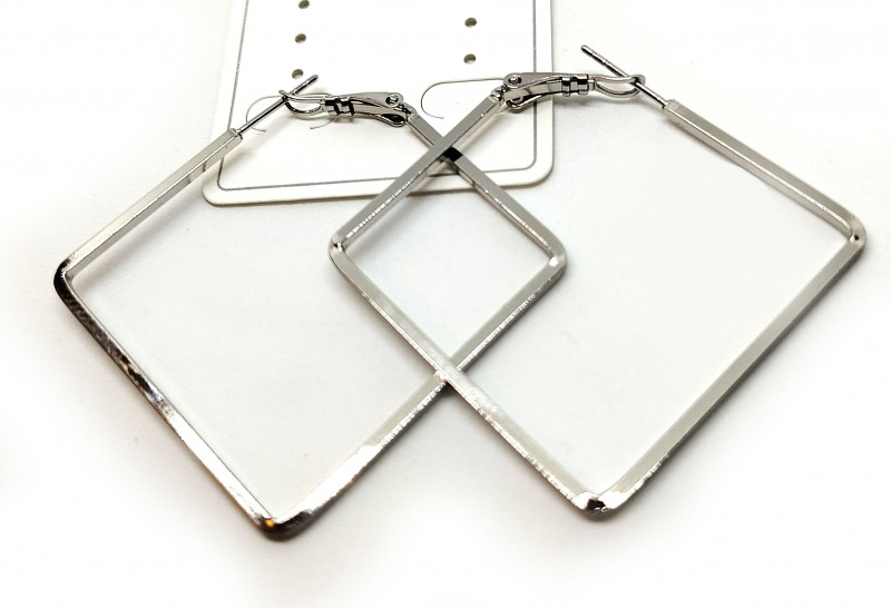 Сережки жіночі великі Квадрат, фото 1