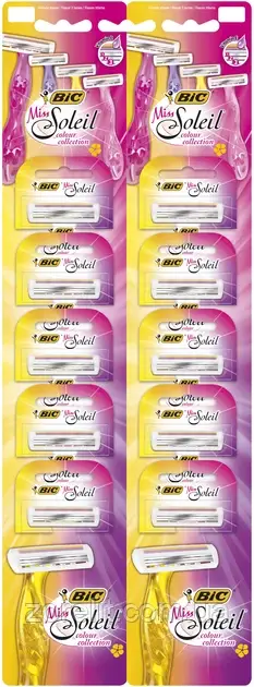 Станок для гоління жіночий BIC 3 Miss Soleil на карті, 10 шт/уп, фото 1