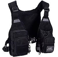 Рыбацкий и туристический жилет BASSDASH,легкий жилет спиннингиста для рыбалки(черный)