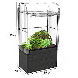 Міні теплиця для розсади Maple green house 99х58 см кольору графіт пластикова для вулиці