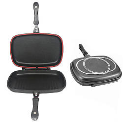 Подвійна гриль-сковорода 32 см / Гриль-сковорода антипригарна / Антипригарна сковорода