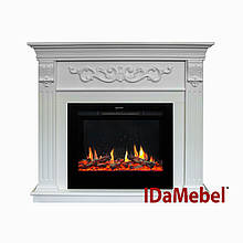 Камінокомплект IDaMebel Marseille Білий V-Art 25 з 5D полумʼям, обігрівом, звуком та дровами