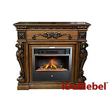 Камінокомплект IDaMebel Seville дубовий (1196x1120x356) з паровим каміном Etna SF 05 зі справжнім 3D ефектом полумʼя, обігрівом,