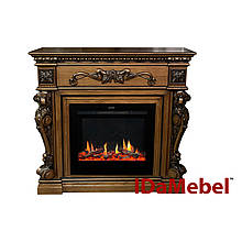 Камінокомплект IDaMebel Seville дубовий (1196x1120x356) з каміном V-Art 25 з 5D ефектом полумʼя, обігрівом, звуком та дровами