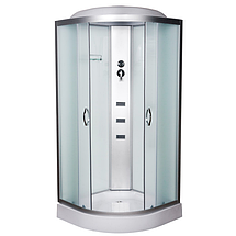 Душовий бокс Vivia Glory 62 W 100х100х215 см на низькому піддоні з гідромасажем матове скло розсувні двері, фото 4