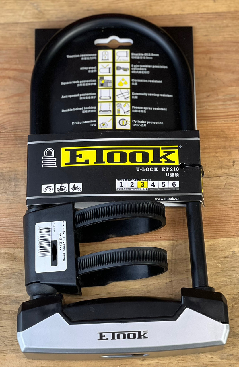 Замок на велосипед велозамок U-Lock ETOOK ET210L скоба 10x108x225 мм чорний, фото 1